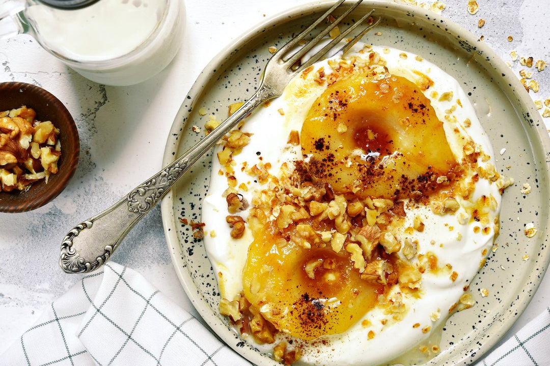 Caramelized Pears with Texas Balsamic Vinegar & Greek Yogurt - Texas Hill Country Olive Co.