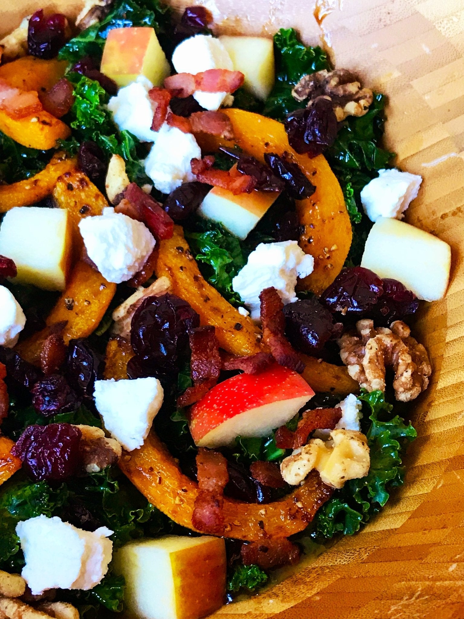 Kale & Roasted Butternut Squash Salad w/ Warm Maple Fig Vinaigrette - Texas Hill Country Olive Co.