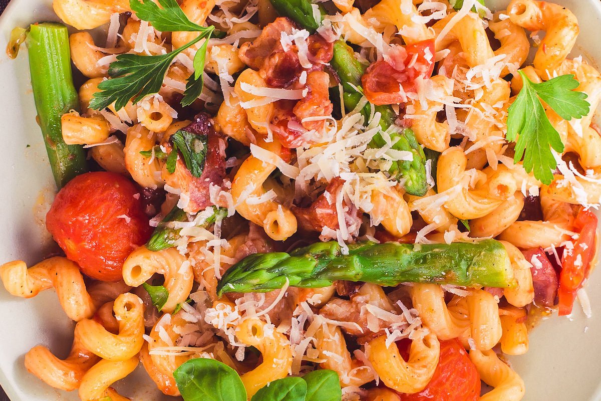 Pasta Vita Cavatappi Pasta with Grilled Spring Vegetables - Texas Hill Country Olive Co.