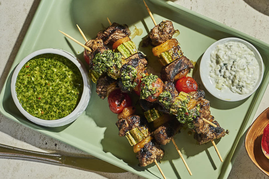 Spicy Lamb Kebabs with Persian Lime Chimichurri - Texas Hill Country Olive Co.