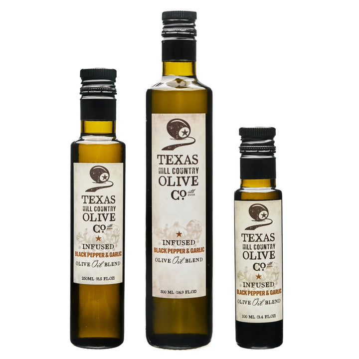 Black Pepper Garlic Infused Olive Oil_Infused Olive Oil_Texas Hill Country Olive Co.