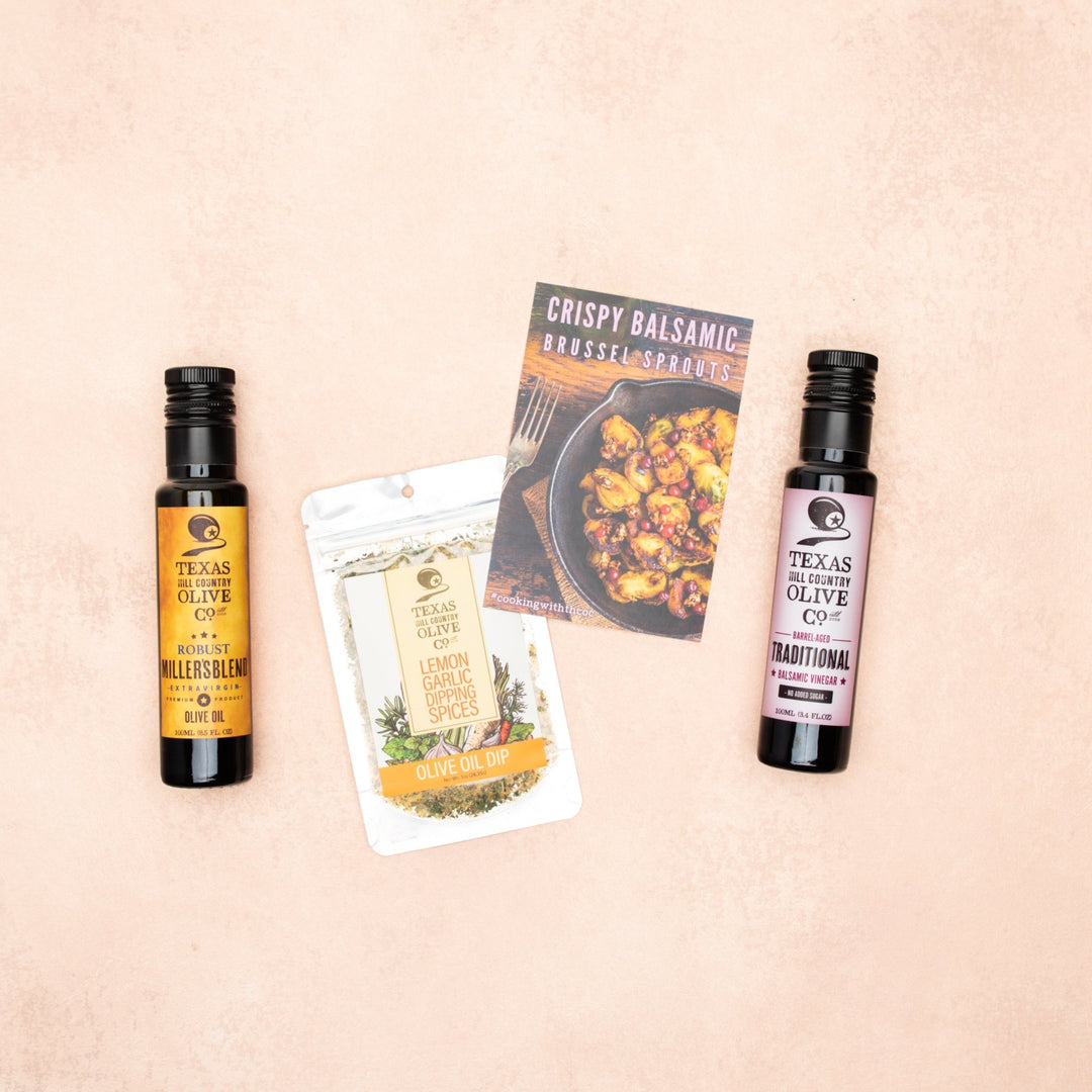 Balsamic Brussel Sprouts Olive Box_Gift Sets_Texas Hill Country Olive Co.