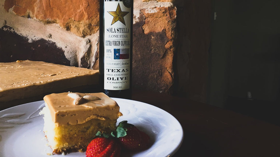 Almond Olive Oil Sheet Cake with Dulce de Leche Buttercream - Texas Hill Country Olive Co.