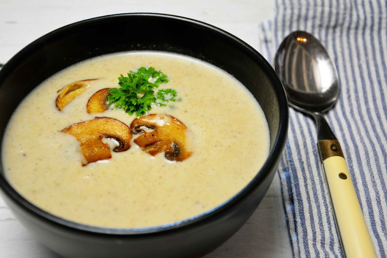 Delicious Wild Mushroom Soup with Texas Garlic Olive Oil - Texas Hill Country Olive Co.