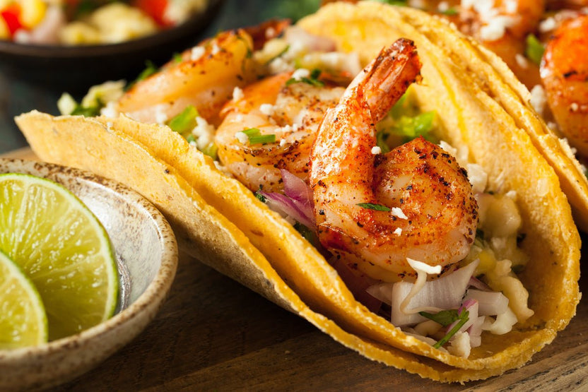 Jerk Shrimp Tacos and Salsa with Pineapple Balsamic Vinegar Texas
