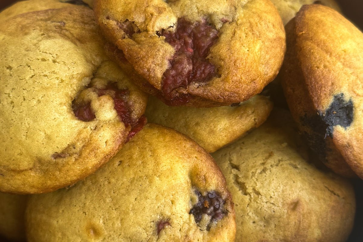 Muffin Tops with Balsamic Berries and Texas Olive Oil - Texas Hill Country Olive Co.