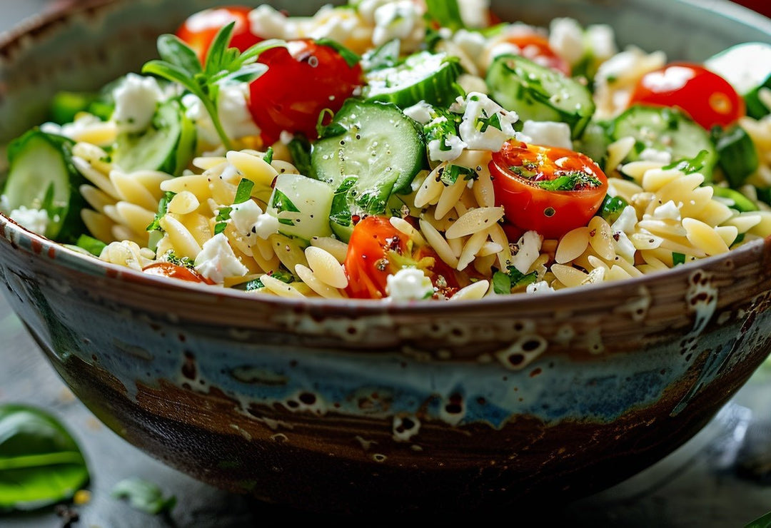 Orzo Salad with Honey Lemon Dressing - Texas Hill Country Olive Co.
