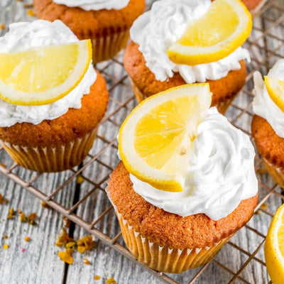 Rosemary Olive Oil Cupcakes with White Lemon Balsamic Icing