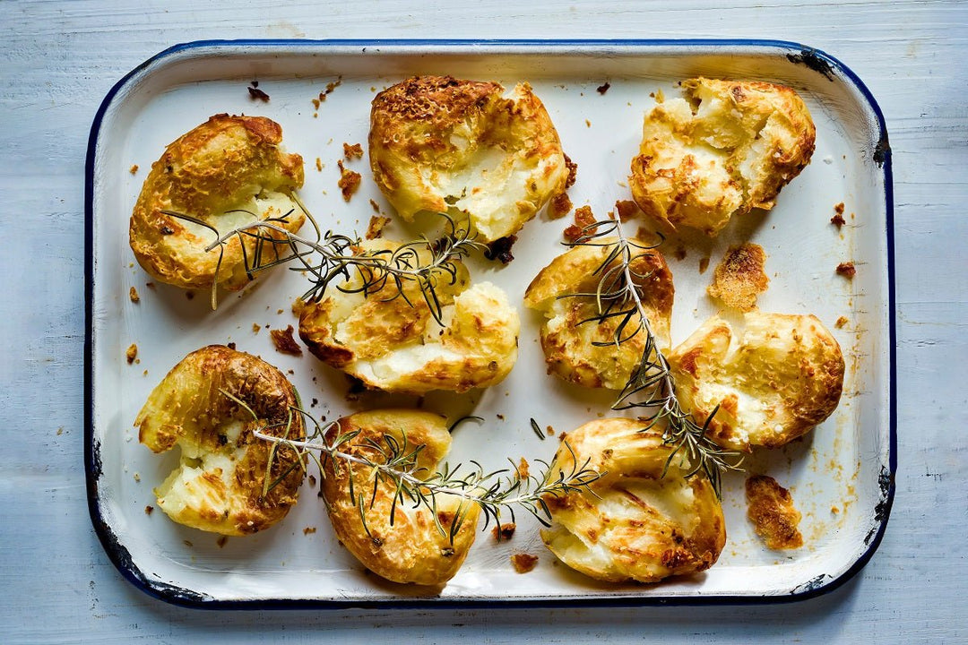 Rosemary Parmesan Smashed Potatoes - Texas Hill Country Olive Co.