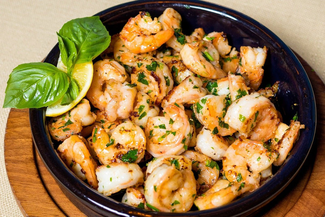 Spicy Garlic Shrimp with Balsamic Parsley Coulis - Texas Hill Country Olive Co.