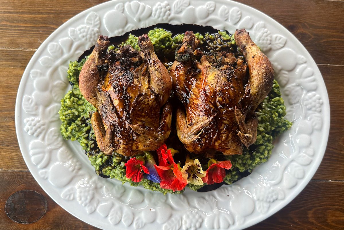 Stuffed Cornish Game Hen with Blackberry Balsamic Glaze - Texas Hill Country Olive Co.