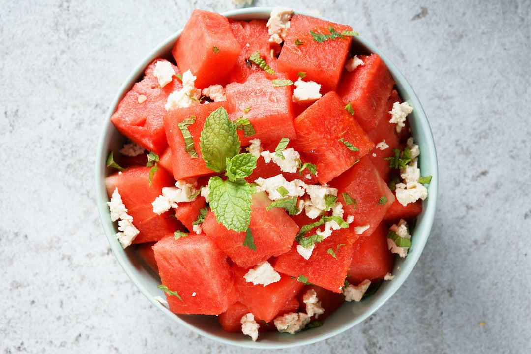 Watermelon with Tajin and Cotija Cheese Summer Salad - Texas Hill Country Olive Co.