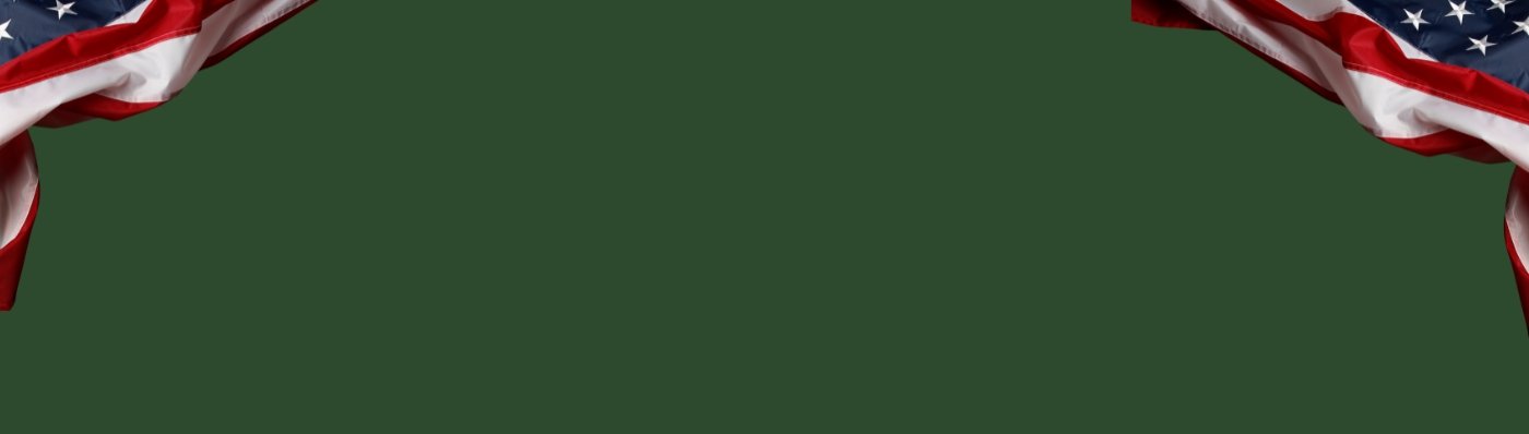 Two American flags on a green background
