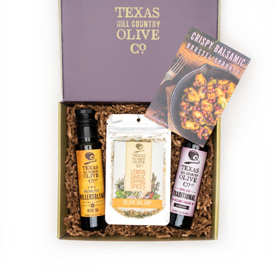 Balsamic Brussel Sprouts Olive Box_Gift Sets_Texas Hill Country Olive Co.