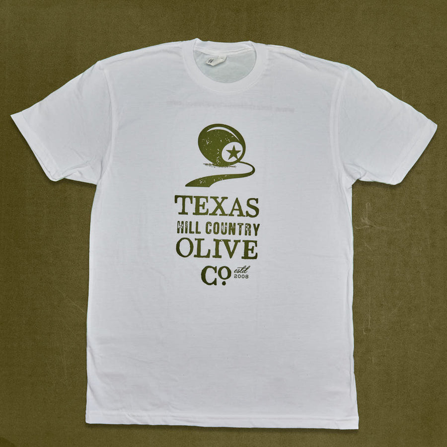 White THCOC Unisex Crew Neck T-Shirt_Apparel_Texas Hill Country Olive Co.